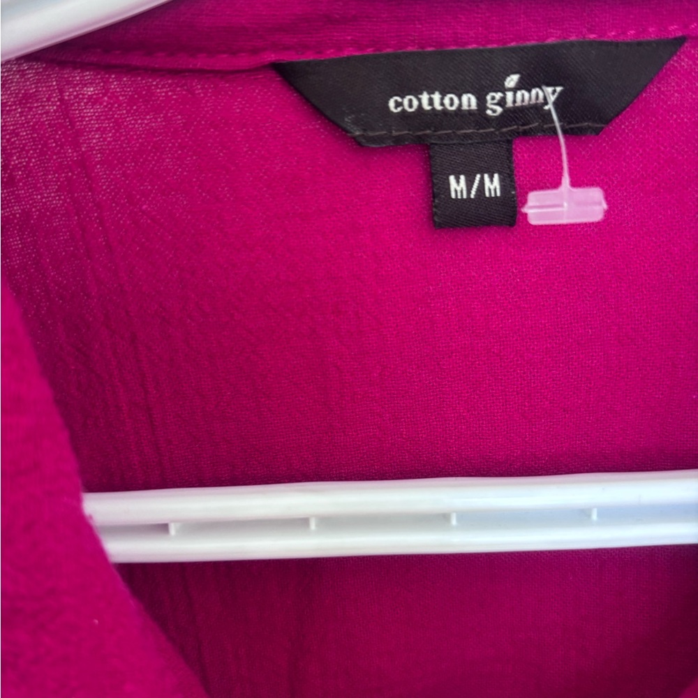 Vibrant Pink 100% Cotton Preshrunk Button-Up Shirt - Picture 3 of 5
